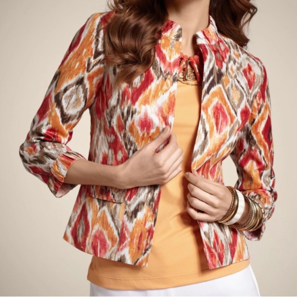 🆕CHICO’S Blurred Ikat Allegra Jacket Sz 0